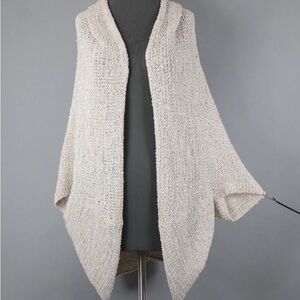 Chico's Black Label Sz L/XL Natural Tan Silver Sequin Cocoon Cotton Wrap